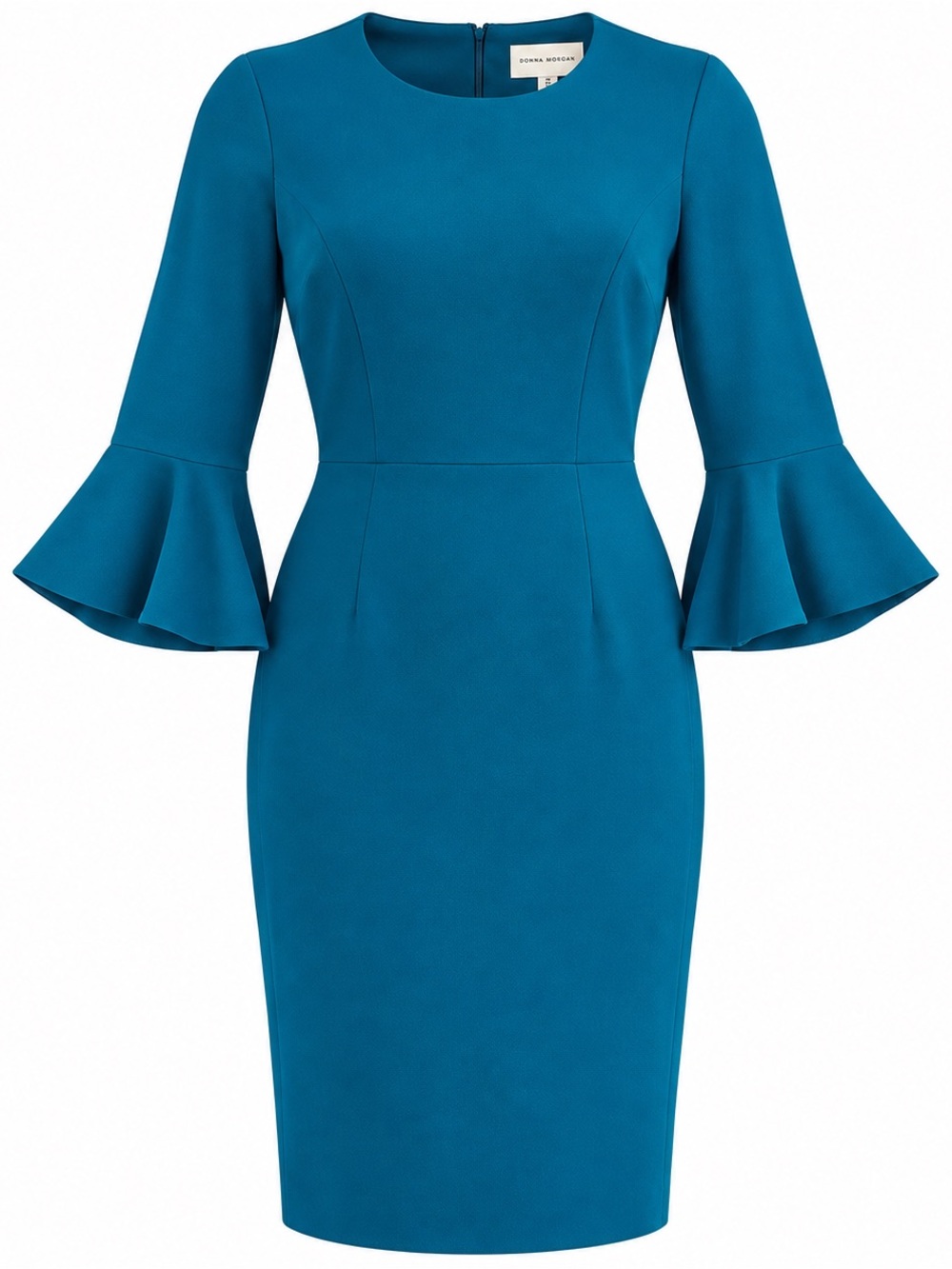 Donna Morgan Teal Bell-Sleeve Sheath Dress